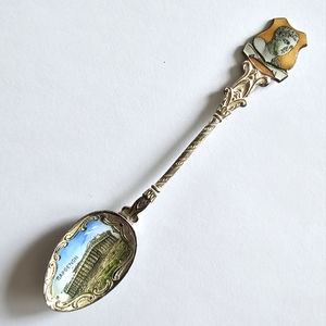 Vintage spoon travel souvenir enamel silver tone Greece Greek Napoenon